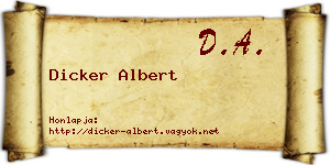 Dicker Albert névjegykártya